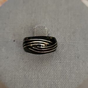 3/$30 Black Silver Dome Metal Ring